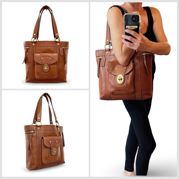 Coach Cognac Burnished Leather Legacy Gigi Shopper Tote Shoulder Bag - Picture 12 of 12